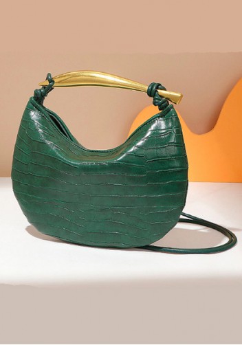 The Fish Handle Small Vegan Leather Bag Croc Green