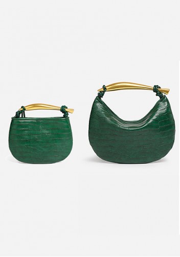 The Fish Handle Small Vegan Leather Bag Croc Green