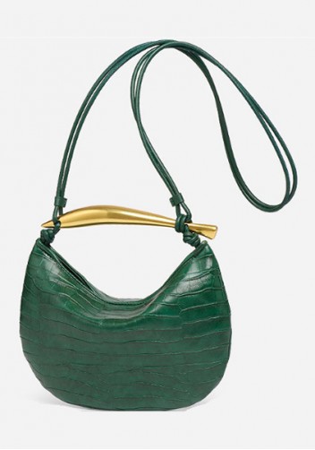 The Fish Handle Small Vegan Leather Bag Croc Green