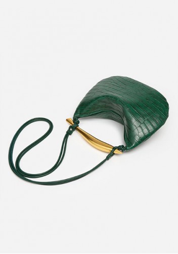 The Fish Handle Small Vegan Leather Bag Croc Green