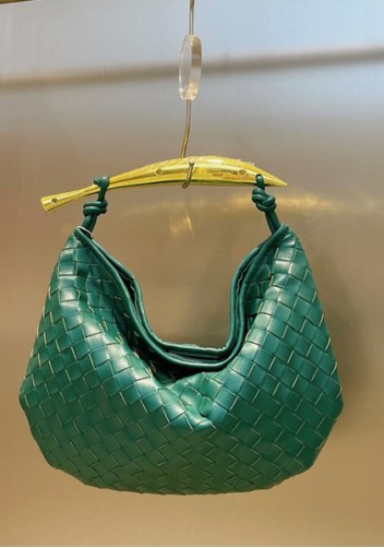 The Fish Handle Medium Vegan Leather Bag Dark Green