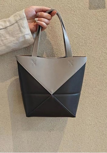 Adrienne Patchwork Leather Mini Tote Grey