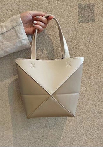 Adrienne Patchwork Leather Mini Tote White Beige