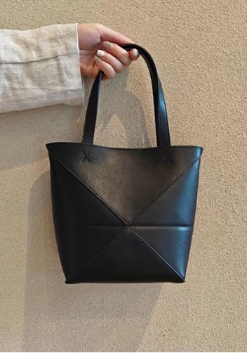 Adrienne Patchwork Leather Mini Tote Black