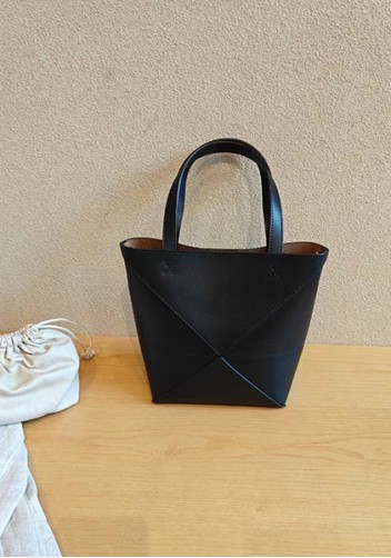 Adrienne Patchwork Leather Mini Tote Black