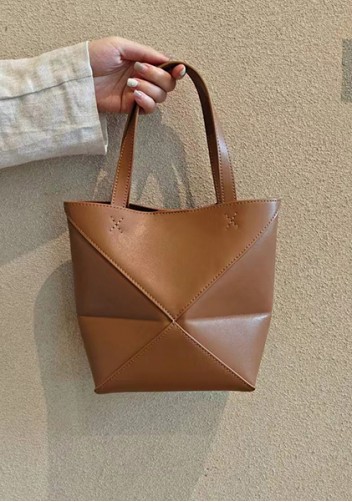 Adrienne Patchwork Leather Mini Tote Camel