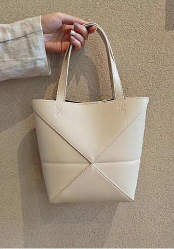 Adrienne Patchwork Leather Mini Tote Cream