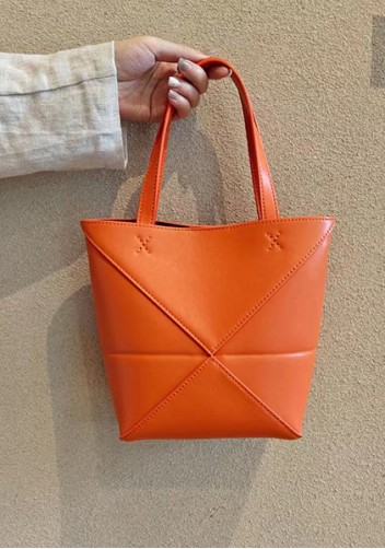 Adrienne Patchwork Leather Mini Tote Orange