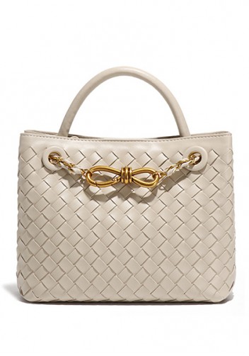 Allegria Woven Mini Vegan Leather Shoulder Bag Cream