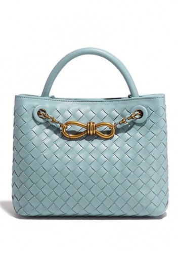 Allegria Woven Mini Vegan Leather Shoulder Bag Ice Blue