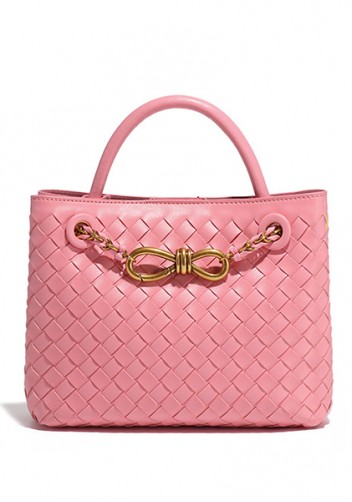 Allegria Woven Mini Vegan Leather Shoulder Bag Ribbon Pink