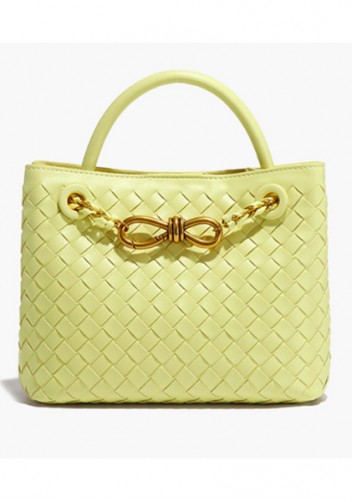 Allegria Woven Mini Vegan Leather Shoulder Bag Yellow