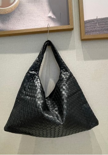 La Scalla Woven Large Hobo Black