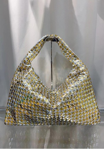 La Scalla Woven Large Hobo Gold And Silver