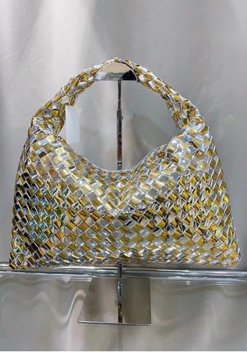 La Scalla Woven Medium Hobo Gold And Silver