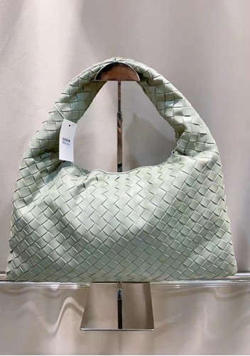 La Scalla Woven Medium Hobo Stone Green