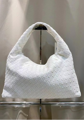 La Scalla Woven Medium Hobo White