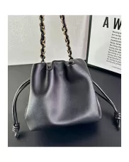 Salsa Leather Small Drawstring Bag Black