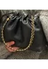 Salsa Leather Small Drawstring Bag Black