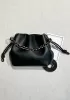 Salsa Leather Small Drawstring Bag Black