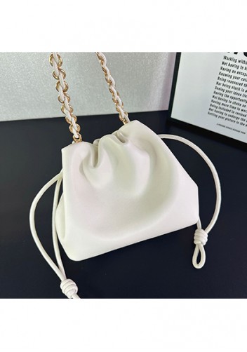 Salsa Leather Small Drawstring Bag Cream