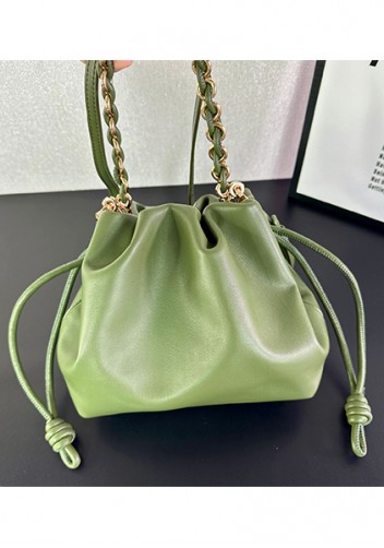 Salsa Leather Small Drawstring Bag Green