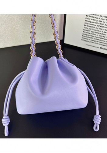 Salsa Leather Small Drawstring Bag Purple