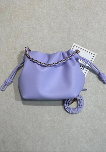 Salsa Leather Small Drawstring Bag Purple