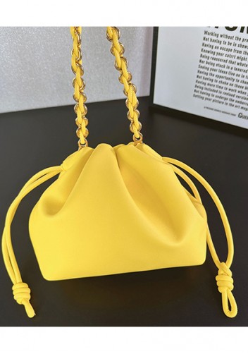 Salsa Leather Small Drawstring Bag Yellow