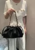 Salsa Leather Medium Drawstring Bag Black