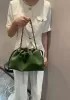 Salsa Leather Medium Drawstring Bag Green