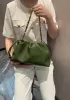 Salsa Leather Medium Drawstring Bag Green