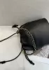 Salsa Leather Medium Drawstring Bucket Bag Black