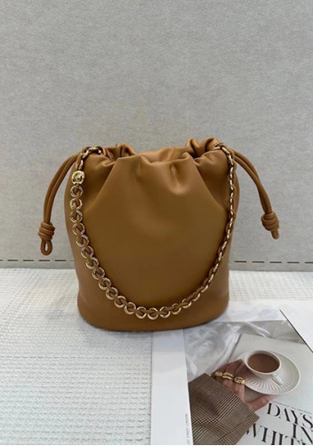 Salsa Leather Medium Drawstring Bucket Bag Brown