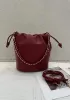 Salsa Leather Medium Drawstring Bucket Bag Burgundy