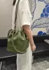 Salsa Leather Medium Drawstring Bucket Bag Green