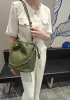 Salsa Leather Medium Drawstring Bucket Bag Green