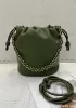 Salsa Leather Medium Drawstring Bucket Bag Green