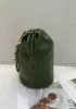 Salsa Leather Medium Drawstring Bucket Bag Green