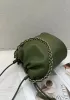 Salsa Leather Medium Drawstring Bucket Bag Green