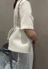 Salsa Leather Medium Drawstring Bucket Bag White