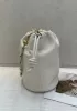 Salsa Leather Medium Drawstring Bucket Bag White