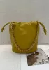 Salsa Leather Medium Drawstring Bucket Bag Yellow