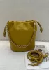 Salsa Leather Medium Drawstring Bucket Bag Yellow