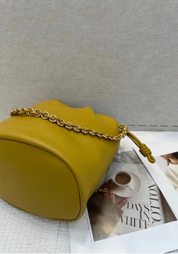 Salsa Leather Medium Drawstring Bucket Bag Yellow