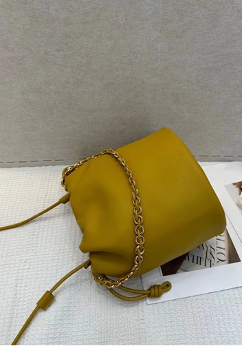 Salsa Leather Medium Drawstring Bucket Bag Yellow