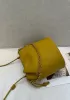 Salsa Leather Medium Drawstring Bucket Bag Yellow