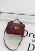 Mia Woven Leather Long Beauty Case Burgundy