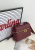 Mia Woven Leather Long Beauty Case Burgundy