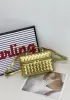 Mia Woven Leather Long Beauty Case Gold
